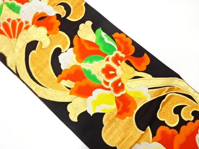 アンティーク　唐花模様織り出し袋帯(着用可)